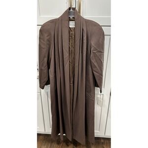 Linda Richards Brown 100% Wool Shawl Collar Duster Coat Vintage USA 6